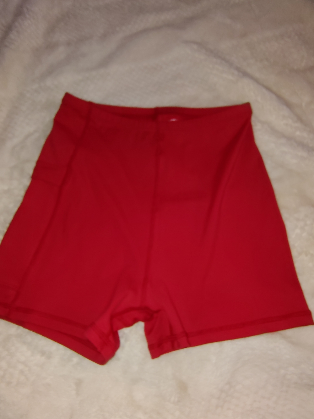 Women's Red High-Rise Bike Shorts